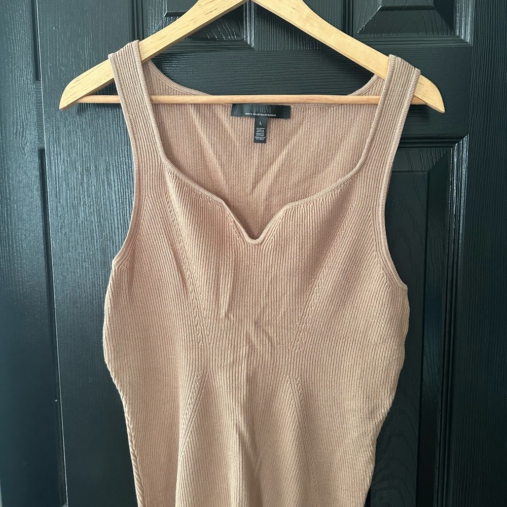 White House Black Market Beige Ribbed Top